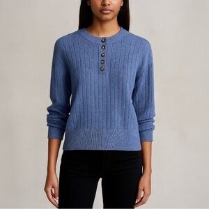 Madewell Bowden Henley Sweater in Heather Sky – Medium